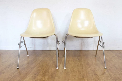 Paar originele Erman Miller stoelen van glasvezel 1960