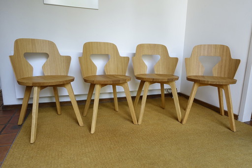 4x eiken stoelen design Alfredo Häberli voor Quodes 