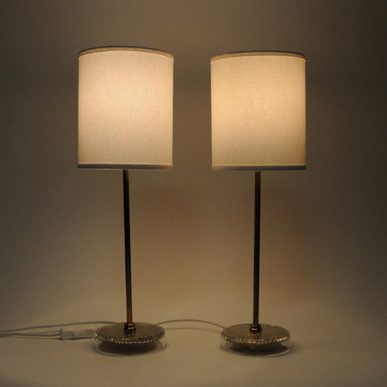 Image 1 of Paar vintage Zweedse messing tafellampen van M.E Eskilstuna, jaren 1960