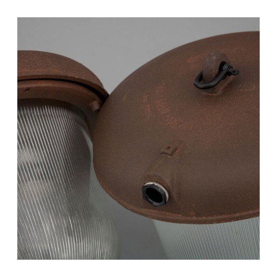 Image 1 of Vintage industriële hanglamp van geoxideerd staal uit het Oostblok