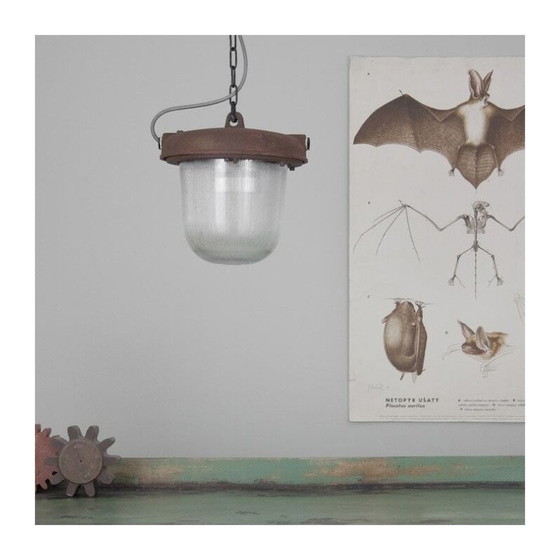 Image 1 of Vintage industriële hanglamp van geoxideerd staal uit het Oostblok