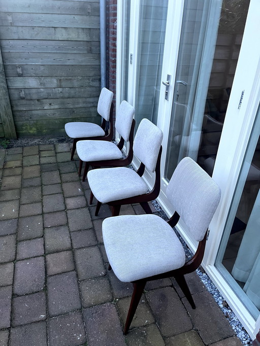 4X Van Teeffelen Stoelen Met Grijze Bekleding 