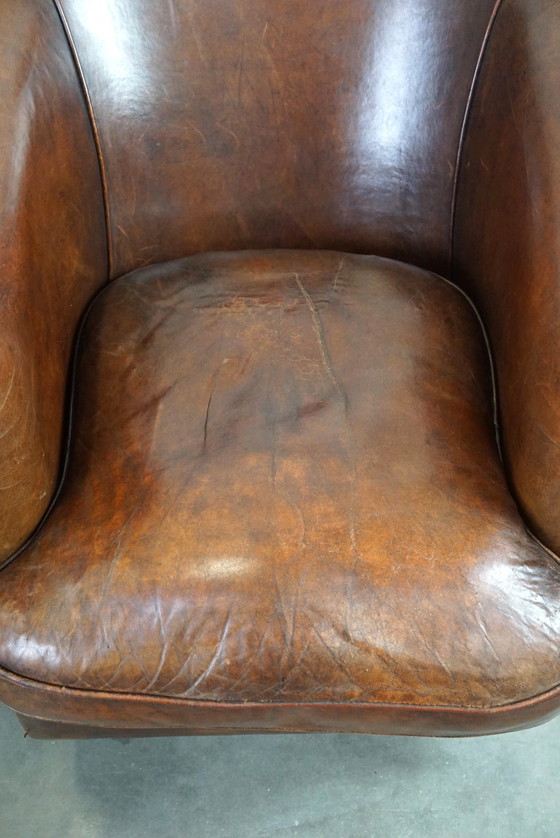 Image 1 of 2 x Clubfauteuil gemaakt van schapenleer