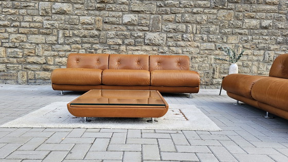 Image 1 of Vintage Loft Studio Space Age 60S 70S zitgroep leren bank leren sofa