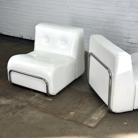 Image 1 of Adriano Piazzesi fauteuils wit met buisframe