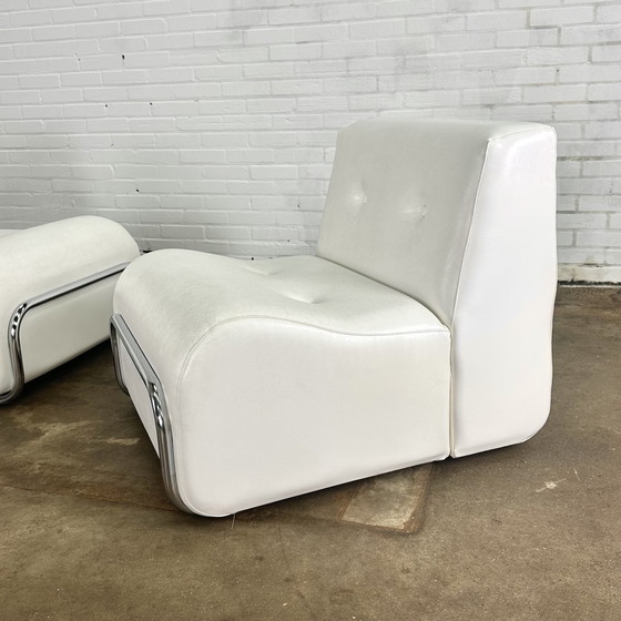 Image 1 of Adriano Piazzesi fauteuils wit met buisframe