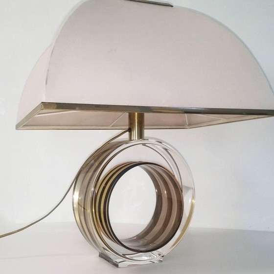 Image 1 of Romeo Rega Vintage Messing & Lucite Tafellamp