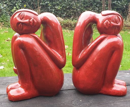 Boekensteun keramische vrouwen