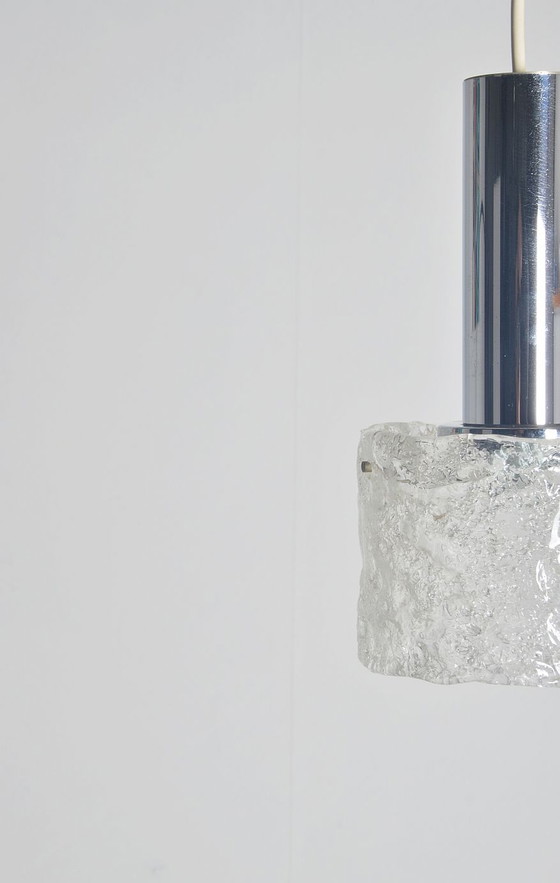 Image 1 of Vintage hanglamp met 'frosted' glas en chroom