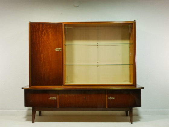 Image 1 of Vintage highboard / woonkamer kast met vitrinekast, jaren 60, Duitsland