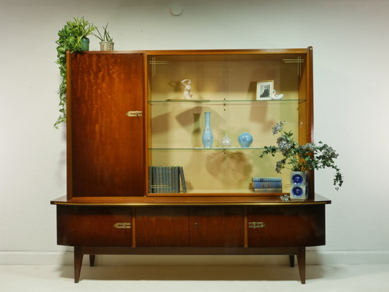 Image 1 of Vintage highboard / woonkamer kast met vitrinekast, jaren 60, Duitsland