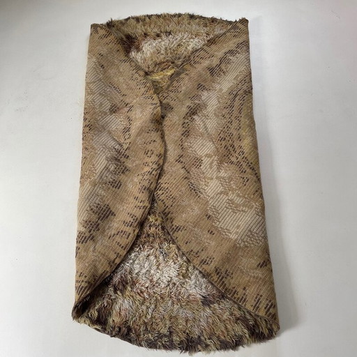 Vintage veelkleurig Scandinavisch Psychedelisch Batik Rya vloerkleed, 1970