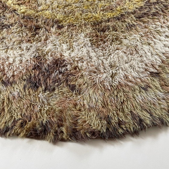 Image 1 of Vintage veelkleurig Scandinavisch Psychedelisch Batik Rya vloerkleed, 1970