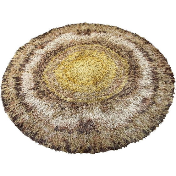 Image 1 of Vintage veelkleurig Scandinavisch Psychedelisch Batik Rya vloerkleed, 1970