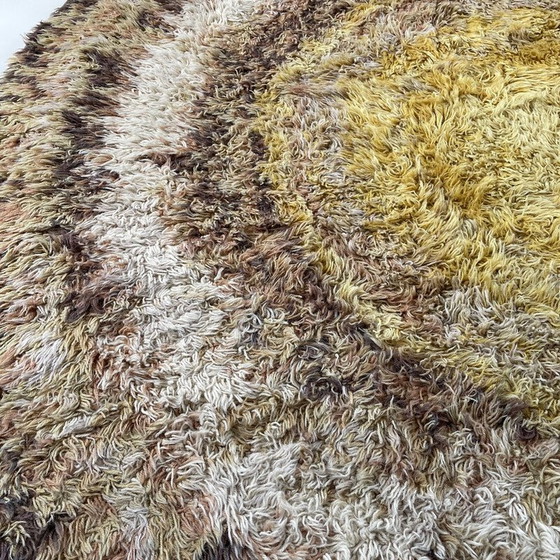 Image 1 of Vintage veelkleurig Scandinavisch Psychedelisch Batik Rya vloerkleed, 1970