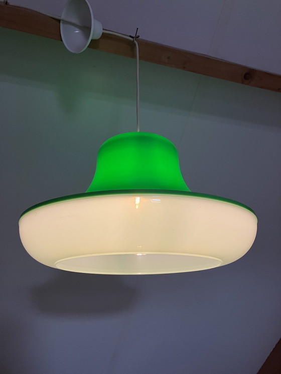 Image 1 of Vintage Space Age, Groene Kunststof Hanglamp Massive België 