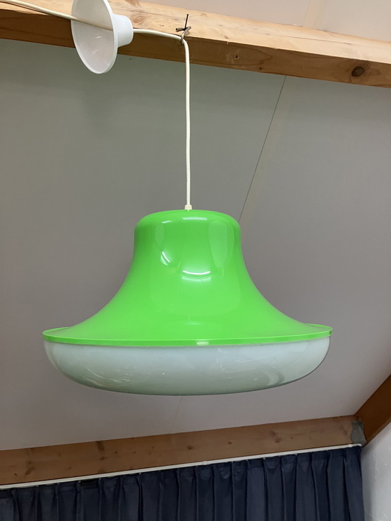 Image 1 of Vintage Space Age, Groene Kunststof Hanglamp Massive België 