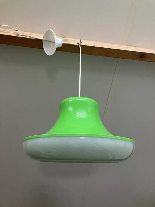 Vintage Space Age, Groene Kunststof Hanglamp Massive België 