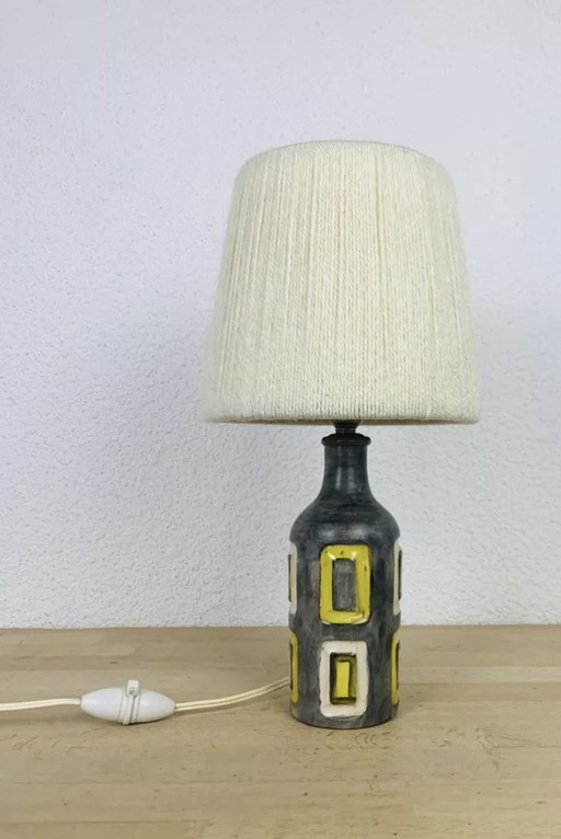 Lamp van keramiek jaren 50, Lampenkap Wol