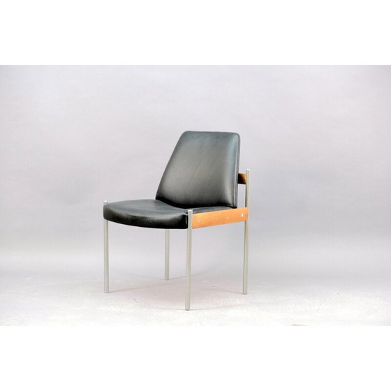 Image 1 of Vintage leren en metalen fauteuil van Sven Ivar Dysthe voor Dokka Møbler, 1960
