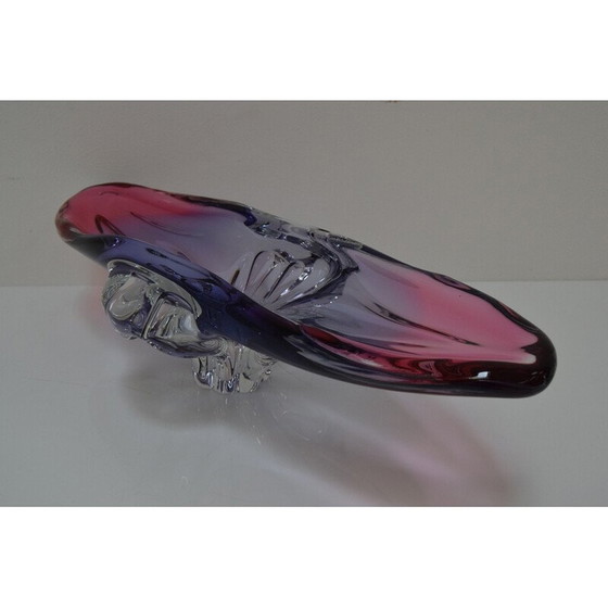 Image 1 of Vintage Art Glass Oblong kom van Josef Hospodka voor Glasswork Chřibská, Tsjecho-Slowakije 1960