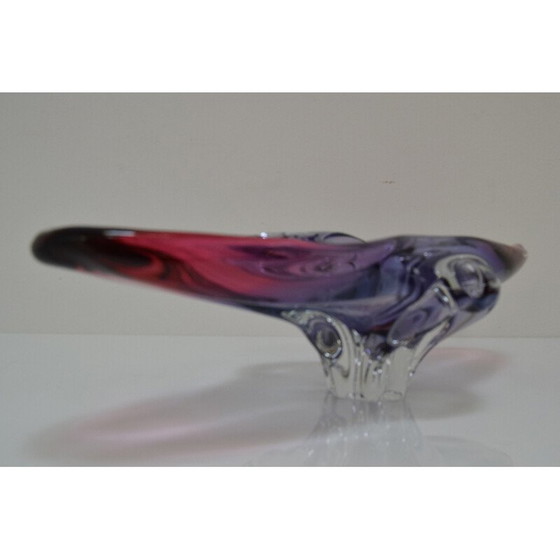 Image 1 of Vintage Art Glass Oblong kom van Josef Hospodka voor Glasswork Chřibská, Tsjecho-Slowakije 1960