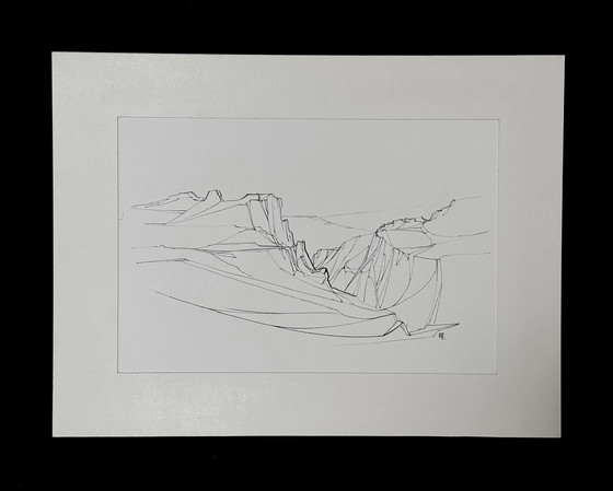 Image 1 of Landschap (inkt) - Eugène Eechaut (1928-2019)