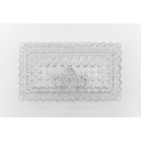 Image 1 of Vintage vierkante Bega plafondlamp in gebobbeld glas, 1960