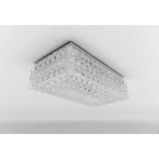 Image 1 of Vintage vierkante Bega plafondlamp in gebobbeld glas, 1960