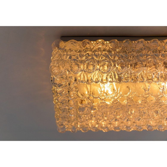 Image 1 of Vintage vierkante Bega plafondlamp in gebobbeld glas, 1960