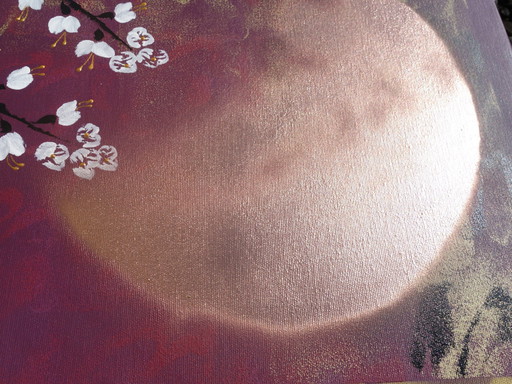 Japanse Sakura J392 Purple Groot Schilderij