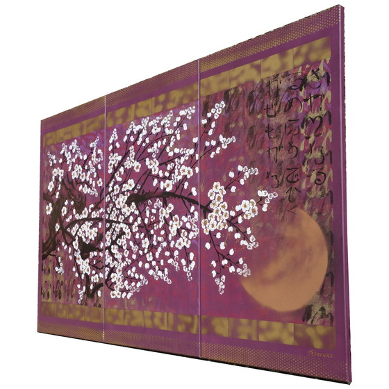 Image 1 of Japanse Sakura J392 Purple Groot Schilderij