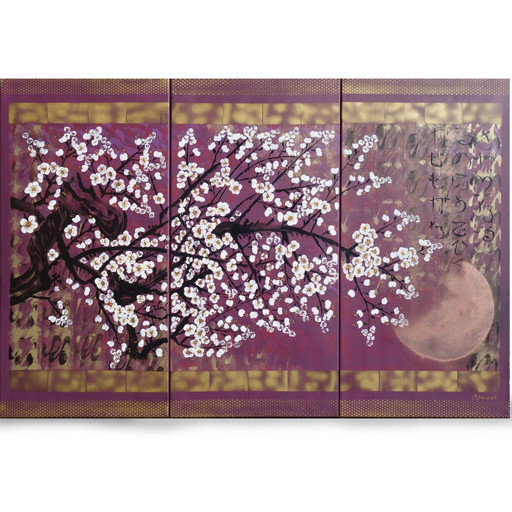 Japanse Sakura J392 Purple Groot Schilderij