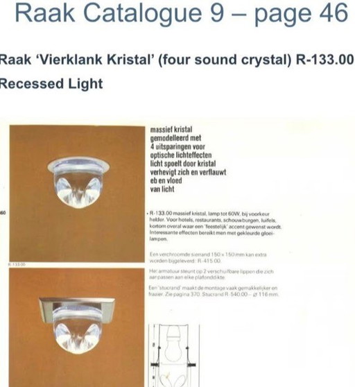 Raak Amsterdam - Vierklank Kristal - Inbouwspots 1968