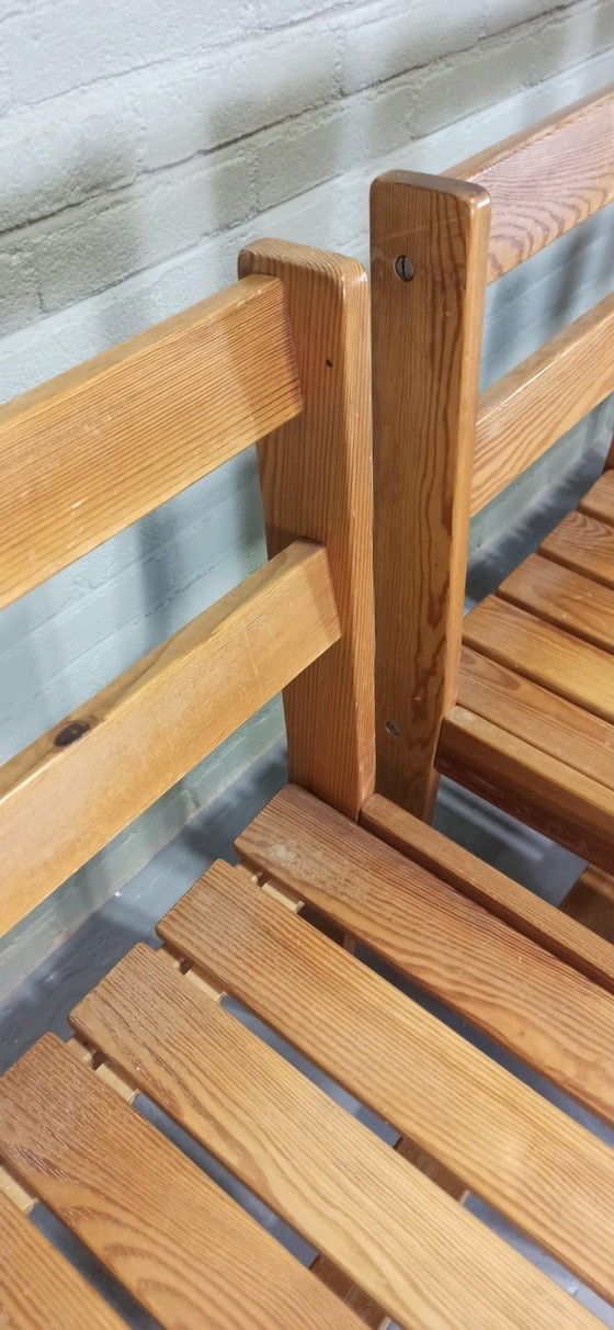 Image 1 of 4 X Vintage massief grenen eetkamerstoelen