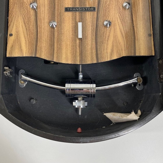 Image 1 of Vintage houten en multiplex wandklok van Transistor
