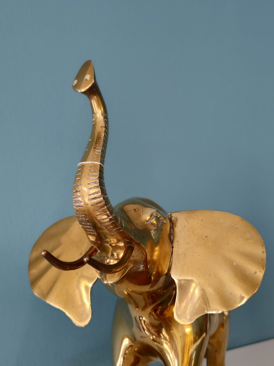 Image 1 of Grote Vintage Zware Messing Olifant Beeld 