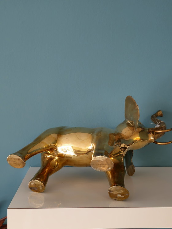 Image 1 of Grote Vintage Zware Messing Olifant Beeld 