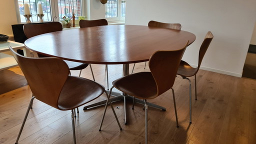 6X Fritz Hansen Vlinderstoel (Design Arne Jacobsen) - Hout