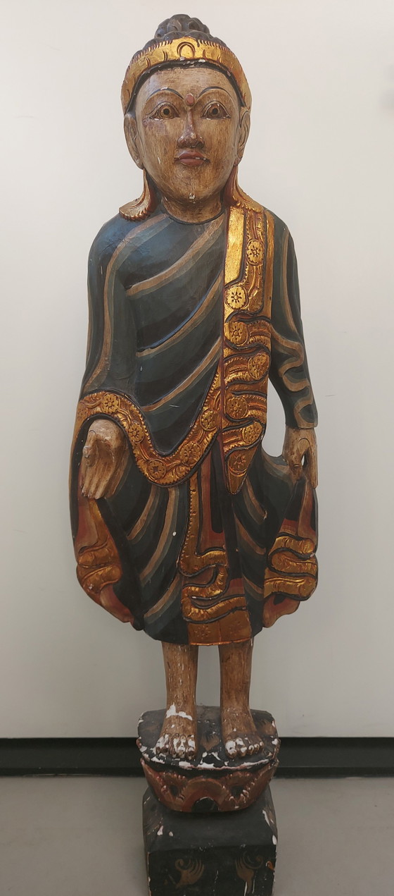 Image 1 of Antiek Houten Boeddha / Buddha