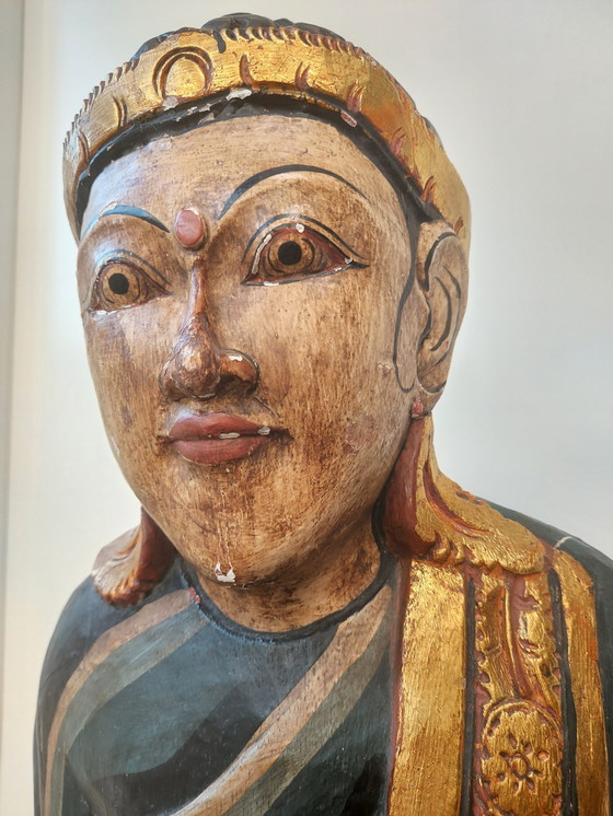 Image 1 of Antiek Houten Boeddha / Buddha