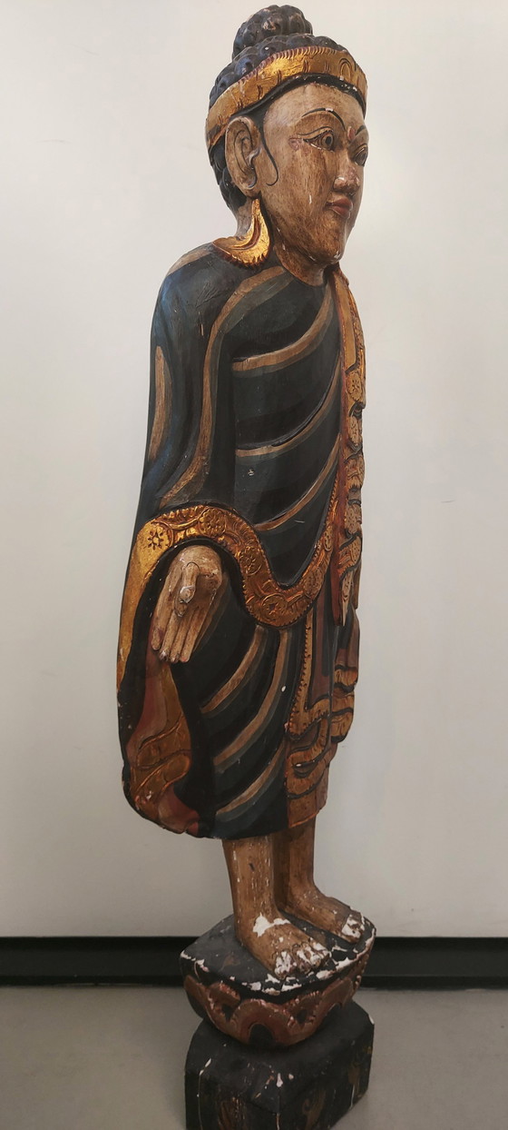 Image 1 of Antiek Houten Boeddha / Buddha