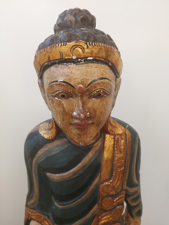 Image 1 of Antiek Houten Boeddha / Buddha