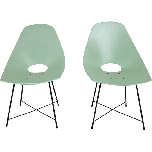 Paar vintage stoelen van Augusto Bozzi voor Saporiti, Italië 1950