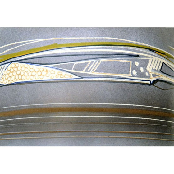 Image 1 of Vintage terracotta vaas met futuristische decoratie, 1960