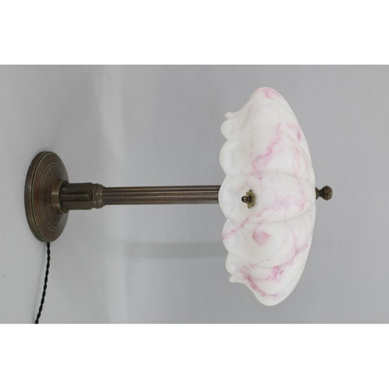 Image 1 of Vintage secessie tafellamp in messing en glas, Tsjecho-Slowakije 1920