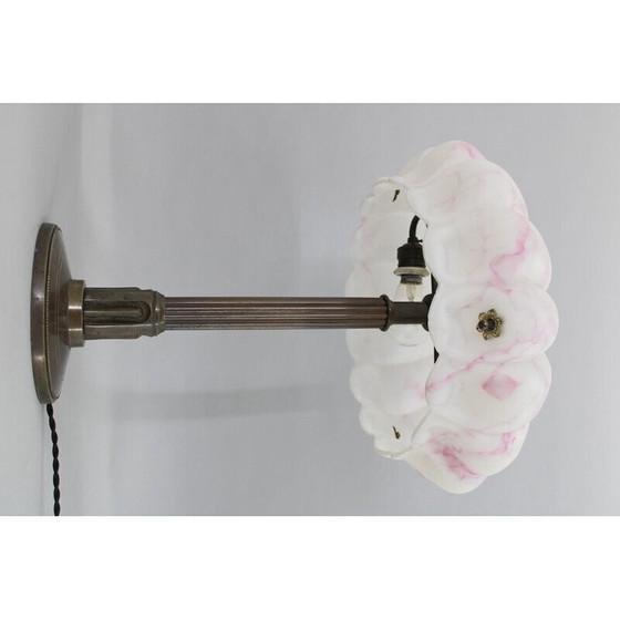 Image 1 of Vintage secessie tafellamp in messing en glas, Tsjecho-Slowakije 1920