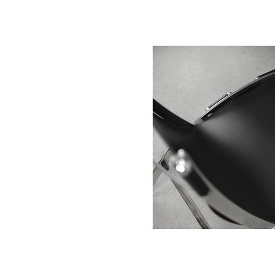 Image 1 of Vintage Italiaanse minimalistische leren stoel, jaren 80