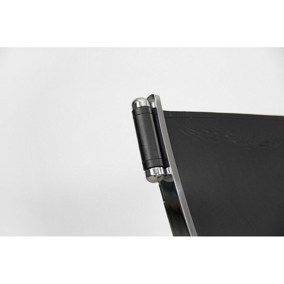 Image 1 of Vintage Italiaanse minimalistische leren stoel, jaren 80