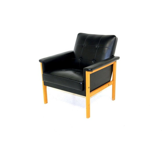 Image 1 of Scandinavische vintage fauteuil in kunstleer, Zweden 1950